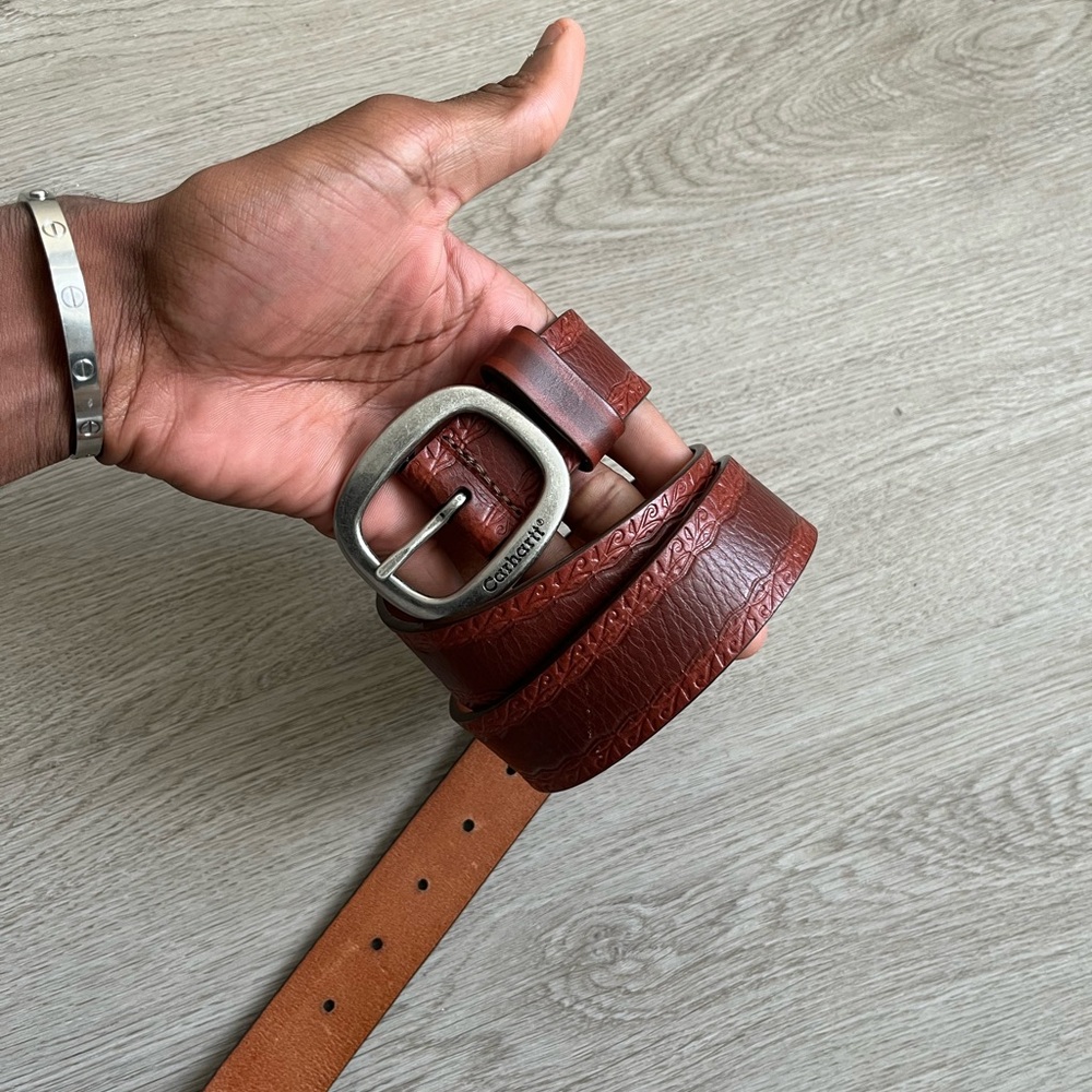 Carhartt Brown (espresso) Leather Belt with Silver Buckle